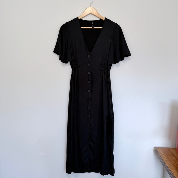 Zara Charcoal Button-Front Midi Dress - Picture 2 of 3